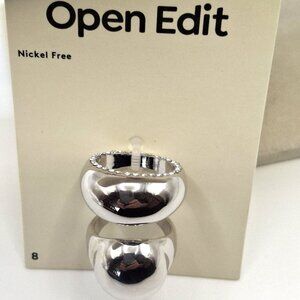 Set of 2 Polished Rhodium-Plated Chunky Sphere Statement Rings Size 8 NWT